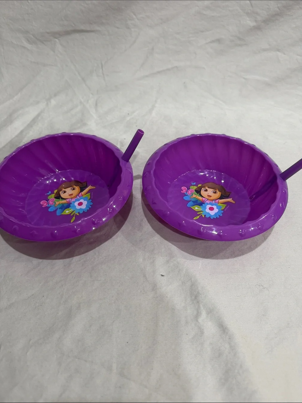Dora Purple Kids Bowl Set with Blue Sports Water Bottle and Cups